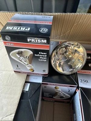 HALCO BR40 250 WATT 120 VOLT HEAT LAMP CLEAR MEDIUM BASE NEW Case Of 12 - Image 1 of 4