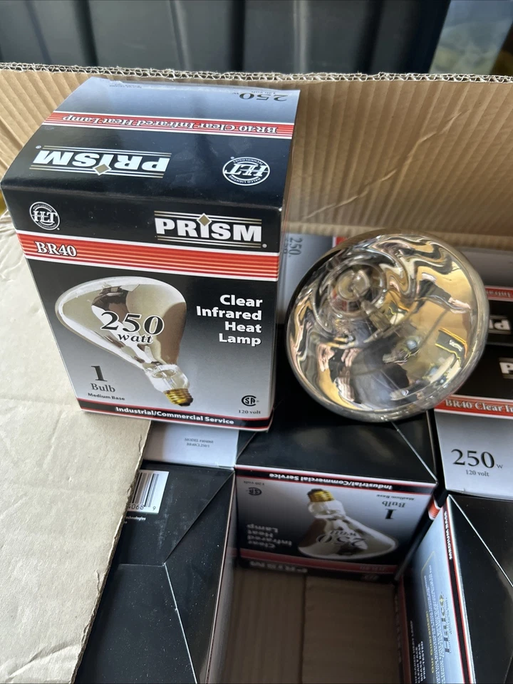 HALCO BR40 250 WATT 120 VOLT HEAT LAMP CLEAR MEDIUM BASE NEW Case Of 12 - Image 1 of 4