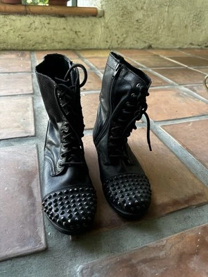 Bakers Black Leather Studded Wild Justice Combat Boots Size 7.5 - Image 1 of 4