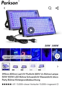 LED Schwarzlicht Lampe UV Flutlicht - Bild 1 von 3