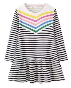 Mini Boden 3/4 Sleeve Rainbow Breton Jersey Dress Age 4-5 Years Brand New G1 - Picture 1 of 6