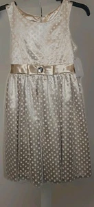 Girl's Special Occasion Dress Ivory & Gold Size 10 By MARMELATTA - Picture 1 of 7