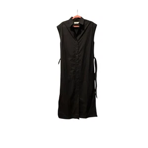 Everlane Women's The Supima Cotton Short Shirt Dress Size 4 Black Pockets Belt - Picture 1 of 7