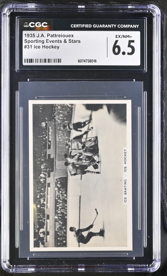 ICE HOCKEY 1935 PATTREIOUEX SPORTING EVENTS & STARS #31 CGC 6.5 Wembley Lions - Image 1 of 2
