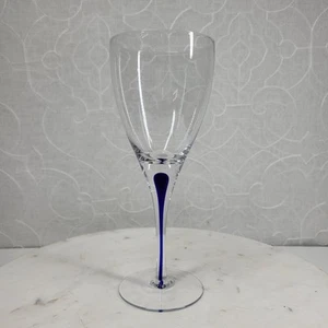 Vintage Pier 1 Teadrop Drip Stem Wine Glass 9" Cobalt Blue White Red Minimalist - Picture 1 of 9
