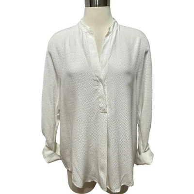 Blusa Vince 100% Seda Ponto Feminina M Manga de Punho Marfim Feminina Escritório Luxo NOVA - Imagem 1 de 4