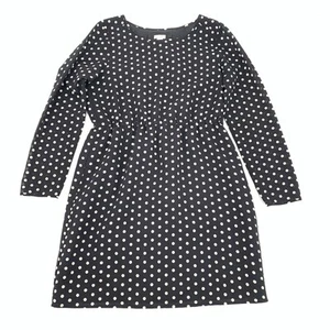 J.Crew Long Sleeve Polka Dot Print Dress 4 Womens Black White Retro Preppy S - Picture 1 of 7