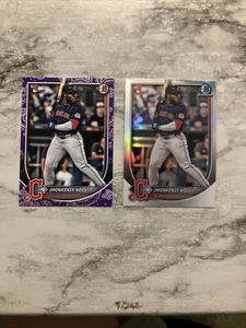 LOTE DE 2 TARJETAS 2025 Bowman Jhonkensy Noel patrón púrpura/199 y rojo redención RC - Imagen 1 de 2