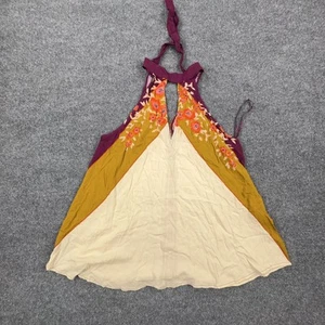 Free People Halter Top Womens Medium Floral Embroidered Boho Festival Rayon - Picture 1 of 10