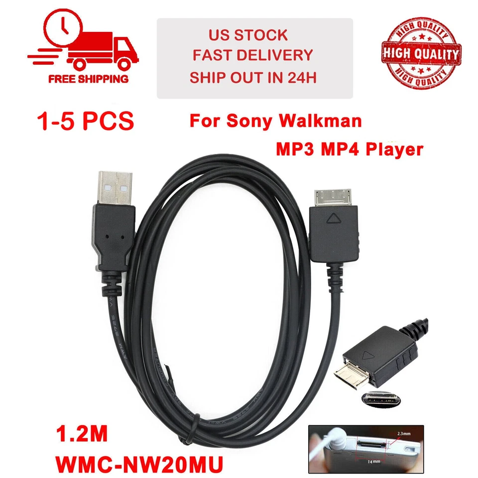 Cable cargador de datos USB cable para reproductor de MP3 MP4 Sony Walkman NW-A916 NW-A918 Foto 1 de 4