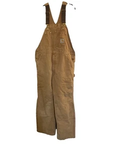 Vintage Carhartt Latzhose Herren 40 x 30 R02 BRN Duck Double Knee isoliert hergestellt in den USA - Bild 1 von 5