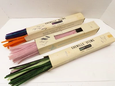 180 VTG Chenille Pipe Cleaners Huge Lot Japan Craft Blue Jay Brand D4650 - Image 1 of 4