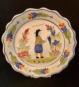 Antique French Quimper Handmade Pottery Plate - Picture 1 of 4