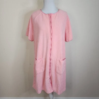 Bata de natación con cremallera de tela de rizo rosa Calypso talla mediana rosa coral Foto 1 de 4