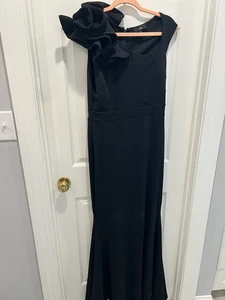 Lulus Black One-Shoulder Maxi Dress with Oversized Ruffle - Elegant Formal Gown - Picture 1 of 6