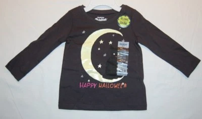 Camisa nova com etiquetas Osh Kosh 12m preta feliz Halloween brilho no escuro L/S assustadora fofa - Imagem 1 de 4