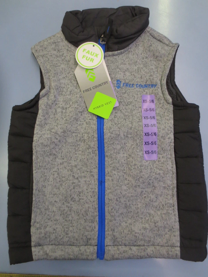 Novo Colete de Pele Sintética Free Country Boys XS 5/6 Cinza - Imagem 1 de 1