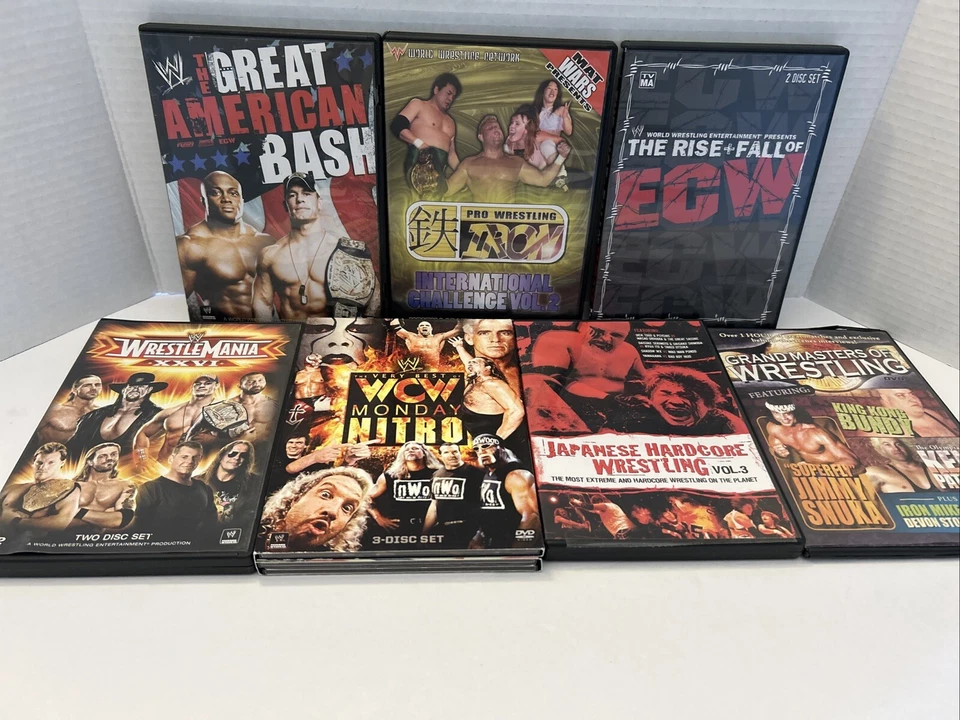 WWE, WWF, ECW Wrestlemania Monday Nitro, Great American Bash, 7 Different DVD’s - Image 1 of 4