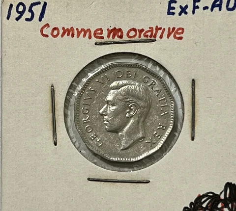 1951 CANADA 5 CENTS COMMEMORATIVE COIN KING GEORGE VI Cover