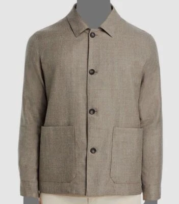 Abrigo Chaqueta Hombre Bloomingdale's Beige Micro Hopsack Lana Seda Lino Talla 44R Foto 1 de 3