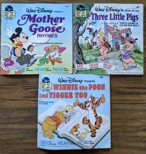 Lot of 3 WALT DISNEY 24 Page Read-Along Book and Record Mother Goose + More - Picture 1 of 13
