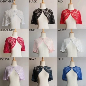 Bridal Lace Shrug Bolero Cape Wrap Jacket Shawl Tippet Tulle Wedding Floral Trim - Picture 1 of 21