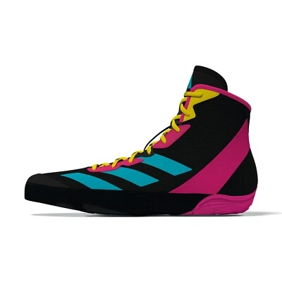 Adidas Adizero Black/Cyan/Pink Wrestling Shoes