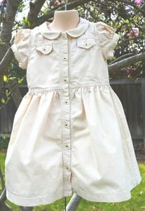 Olive Juice Girls Dress Size 4 Button Natural Cream Imperfect/Play Cotton - Picture 1 of 12