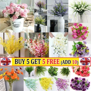 Artificial Flower Plant Grave Party Bridal Bouquet Stem Office Hotel Home Decor - Picture 1 of 120