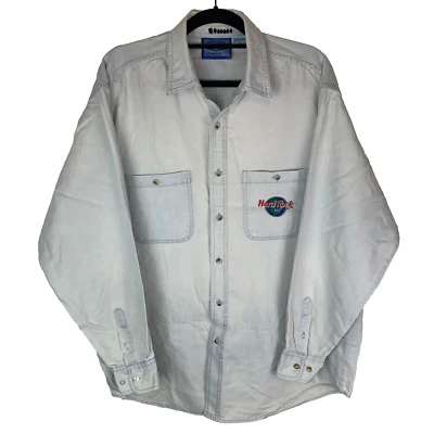 Camisa Hard Rock Café Orlando EE. UU. Azul Denim Cuello Abotonada Talla Para Hombre L Foto 1 de 4