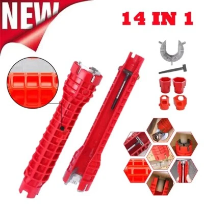 14 IN 1 FAUCET SINK BASIN INSTALLER PIPE WRENCH TAP SPANNER MULTIFUNCTION TOOLS - Image 1 of 4