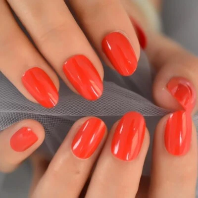 SURE THINGS 24 Red Press on nails kit with glue almond rounded oval short medium