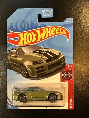 Nissan Skyline GT-R BNR34 verde error #2/5 Hot Wheels Foto 1 de 4