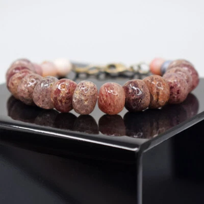 Brazalete 204 Cts Natural 7" Largo Cuarzo Rutilo y Cuentas de Ópalo Australiano JK-40E353 Foto 1 de 2