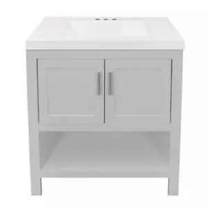 Glacier Bay Single Sink Bath Vanity 30.5" Adjustable Hinges Open Shelf Dove Gray - Picture 1 of 12