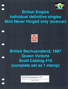 at $4.50 Scott Value - 1887 BRIT. BECHUANALAND Queen Victoria MNH NH UMM - Picture 1 of 7
