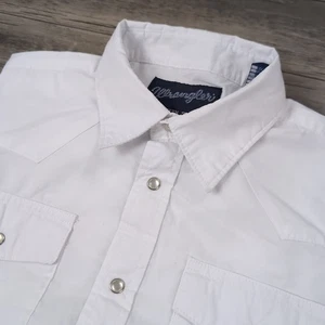 Wrangler Boys Shirt Size XL 14 - 16 White Pearl Snap Long Sleeve Western Rodeo - Picture 1 of 11