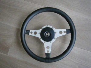 Volant Sport Moto Lita Cuir Aluminium déco Automobile Rallye Ancien - Picture 1 of 10