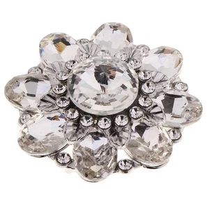 Alloy 46mm Crystal Rhinestone Shank Buttons Flower DIY Sewing Accessories - Picture 1 of 13