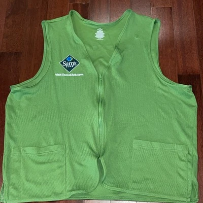 Sams Club Vest XL Green Zip Up Work Employee Uniform Associate Polyester - Image 1 of 4