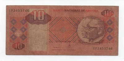 ANGOLA 10 KWANZAS 1999 PICK 145A LOOK SCANS - Image 1 of 2