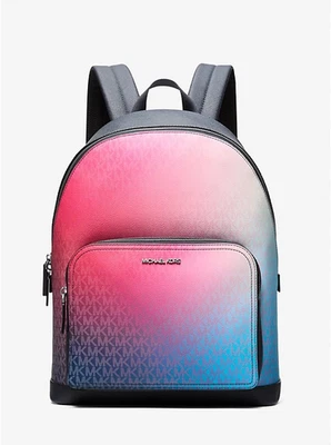 Michael Kors Cooper MK Signature Logo Backpack Raspberry Navy Multi - Image 1 of 3