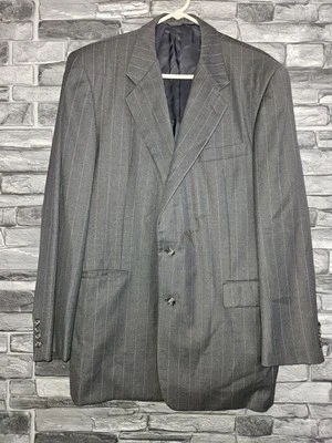 Hickey-Freeman Loro Piana Striped Blazer Super 120s 44L Tasmanian Gray 100% Wool - Image 1 of 4