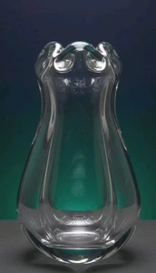 ORREFORS Vicke Lindstrand Stella Polaris Clear Ribbed Crystal Vase 6" Scalloped  - Picture 1 of 10