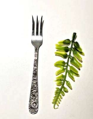 S.Kirk & Son Sterling Silver Cocktail/Serving Fork Repoussé 5-7/8" Lg 28.6 Gr. - Image 1 of 4