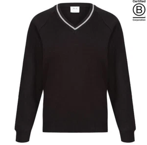 Unisex Black/Grey V Neck Jumper - Picture 1 of 1