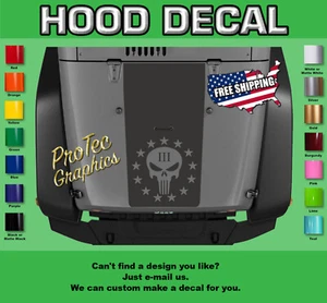 Hood Decal Fits Jeep Wrangler H-192 - Blackout (Punisher) - Picture 1 of 3
