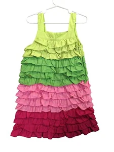 Gymboree Girls Floral Mermaid Line Rumba Ruffle Pink Green Zip Sun Dress Size 6 - Picture 1 of 8