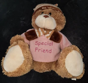 Teddy Bear World Famous Novelty Beige & Pink Soft Cuddly Toy Bear With Scarf - Picture 1 of 6