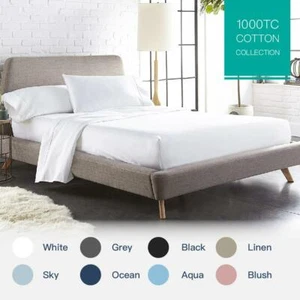 100% Cotton 1000TC Single/KS/Double/Queen/King Fitted Flat Sheet Pillowcase Set - Picture 1 of 9